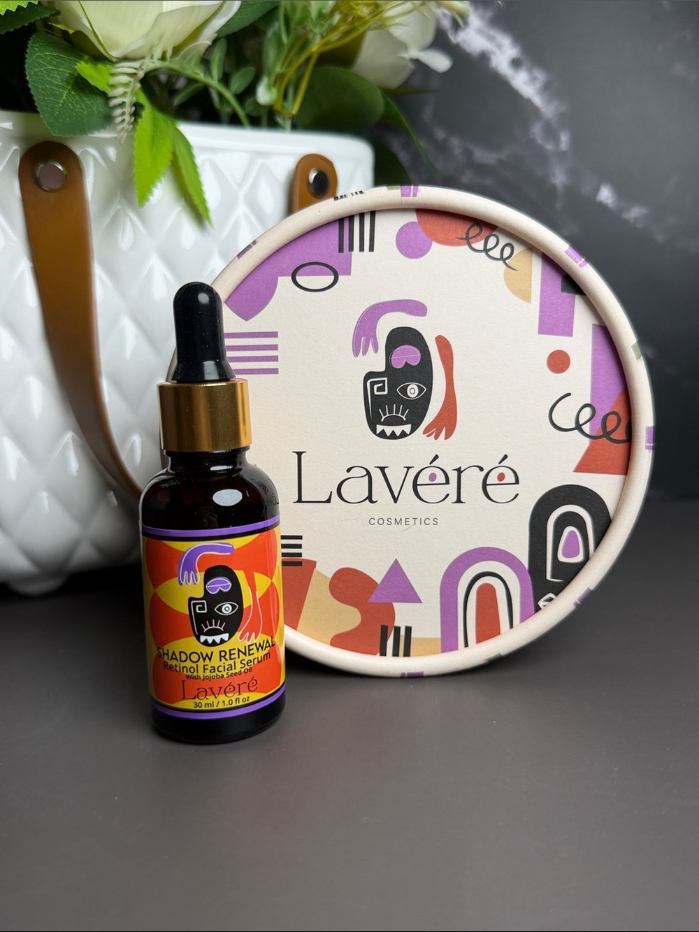 Lavéré Shadow Renewal Retinol Facial Serum — Brown Bottle with Gold Dropper